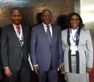 UN Investment Forum, Nairobi picture shows Beltus Etchu CEO of AFS together with Dr Cleopa K Mailu, Cabinet Secretary, Ministry of Health, Kenya and Rosemary K Gituma of the Public Procurement Oversight Authority, Kenya.